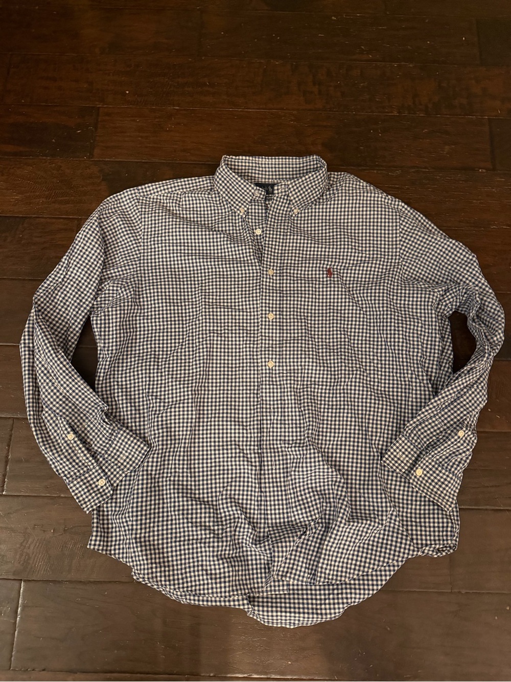 Polo Ralph Lauren Men’s XL Classic Fit Navy Gingham Check Button-Down Shirt
